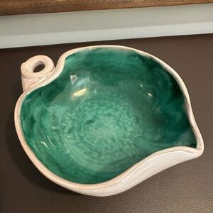 Vintage Stangl Pottery Leaf Bowl Gravy Boat Pink Green 1950s